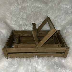 Square Wooden Crate Swing Handle Baskets